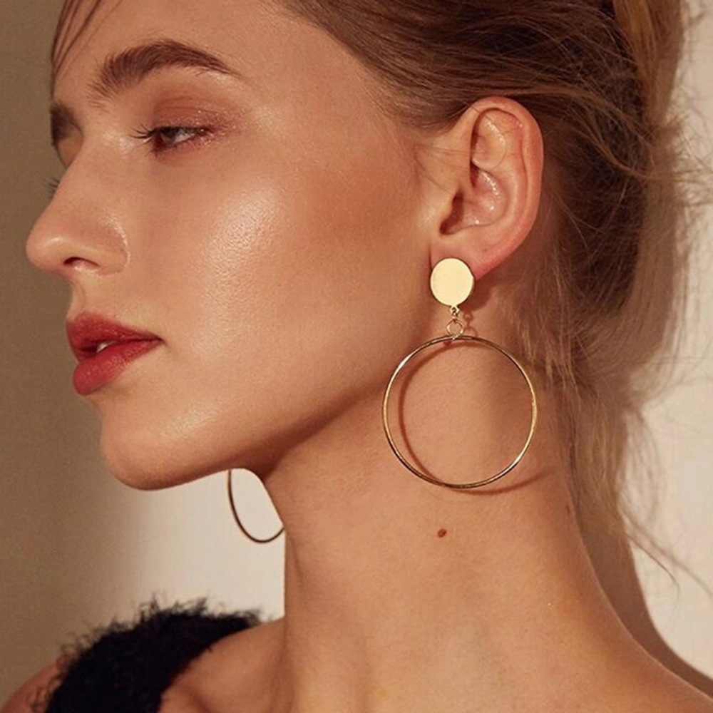 ✨ MAKE OFFER ✨ GEOMETRIC DOUBLE CIRCLE EARRINGS